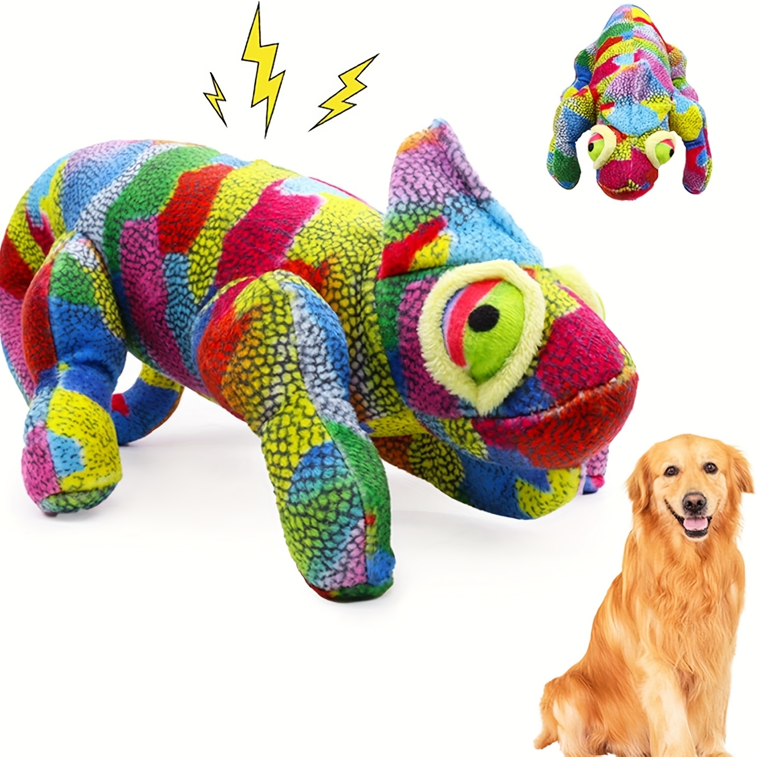 TEMU A Plush Dog Toy Shaped Like A Color-changing Lizard, Featuring A Loud . This Interactive Toy Is Suitable For Small, Medium, And Large Dogs, Combining Durability With For Play And Chewing