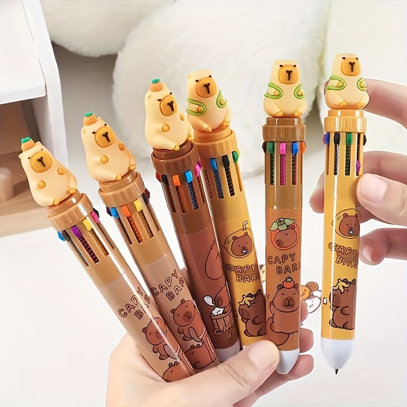 

1pc Adorable Capybara 10-color Ballpoint Pen - Cute Animal Design, Smooth Writing, Creative Press Marker, Assorted Vibrant Colors - Ideal For School & Office