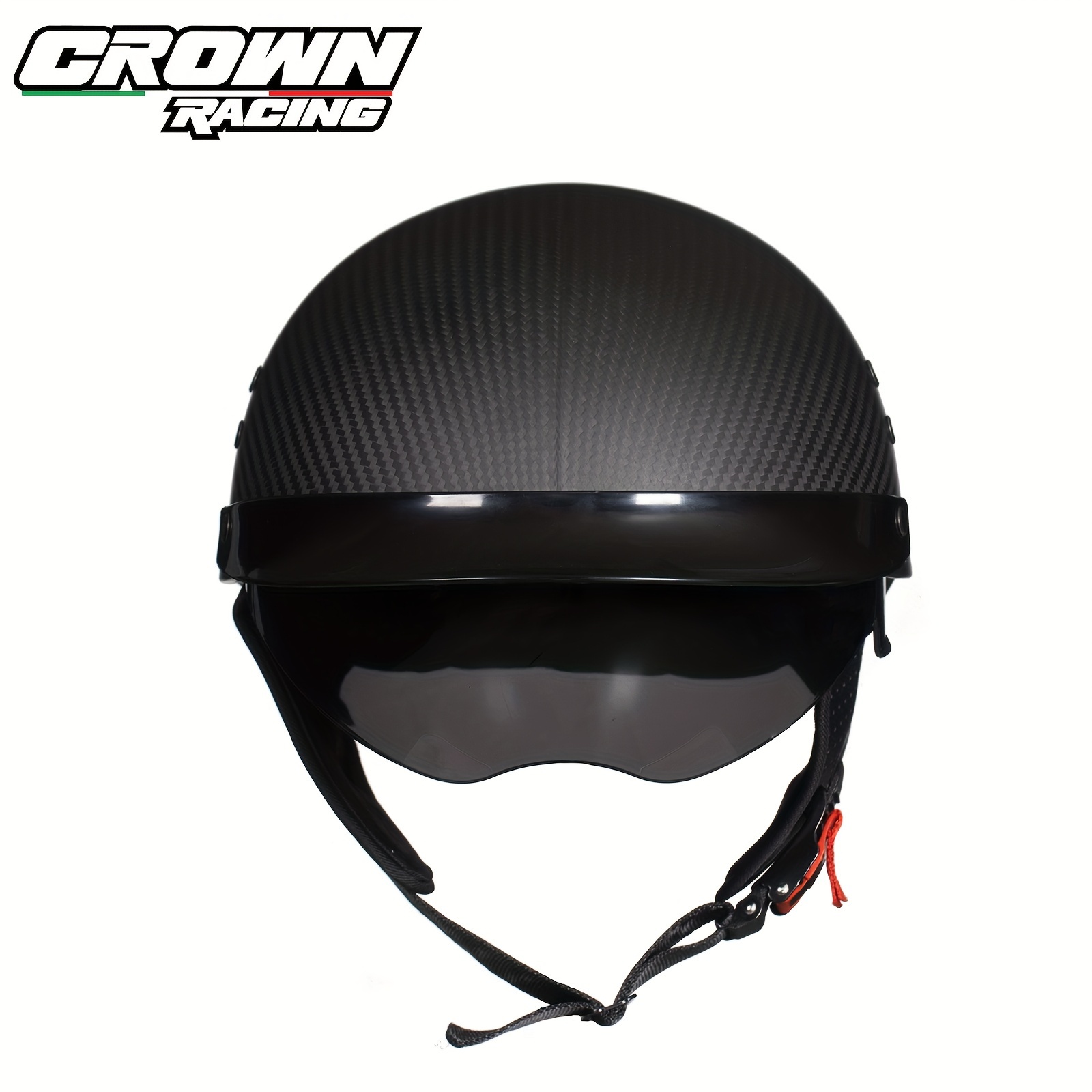 Sporty Matte Retro Carbon Fiber Half Helmet Dot Approved Lightweight