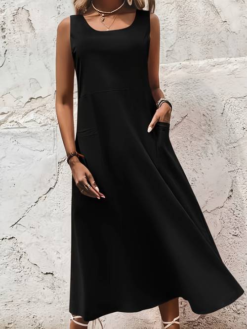 summer sleeveless long dress with pockets fashion casual loose dresses womens plus clothing