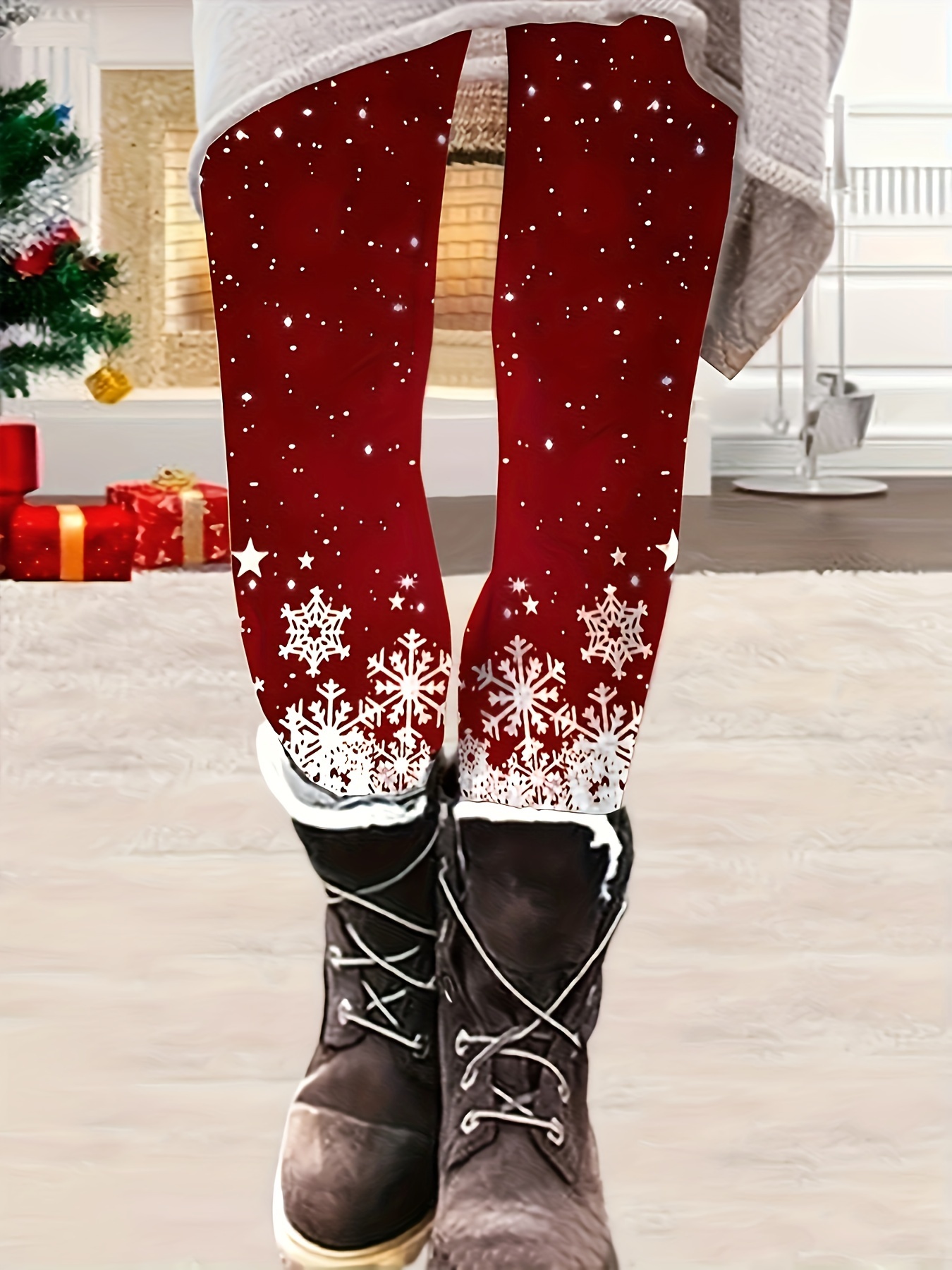 Snowflake Leggings Christmas Active Leggings Christmas Leggings