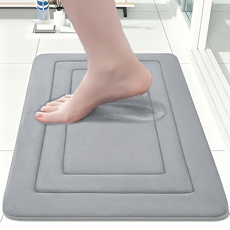 Coral Fleece Bathroom Minimalist Anti-slip Mat, Floor Mat, Bathroom Door Mat, Flat Fleece Design, Washable - Bottom Lining With Pvc Anti-slip Bottom