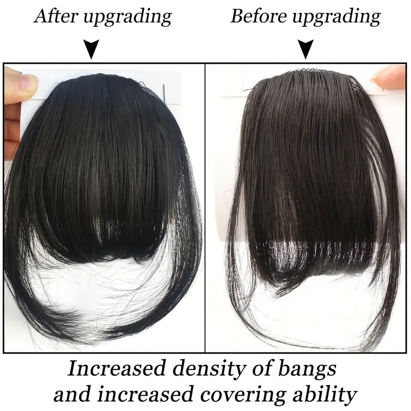 1pc clip in bangs front neat bangs hairpiece synthetic false hair piece bangs hairpiece clip in hair extensions for women girls golden gray heat resistant suitable for daily wear cosplay music festivals parties holidays details 4