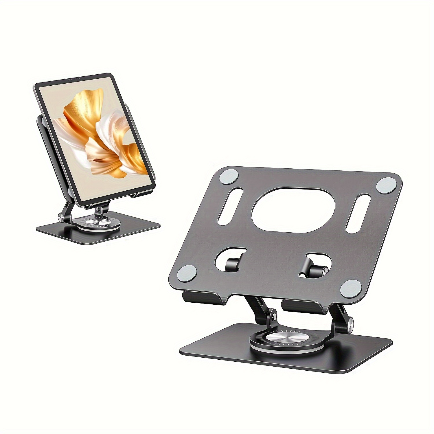 TEMU Vansuny Tablet Stand With 360 Degree Rotating Base, Aluminum Tablet Stand, Universal Tablet Stand For Smartphones And Tablets, Black, Tablet