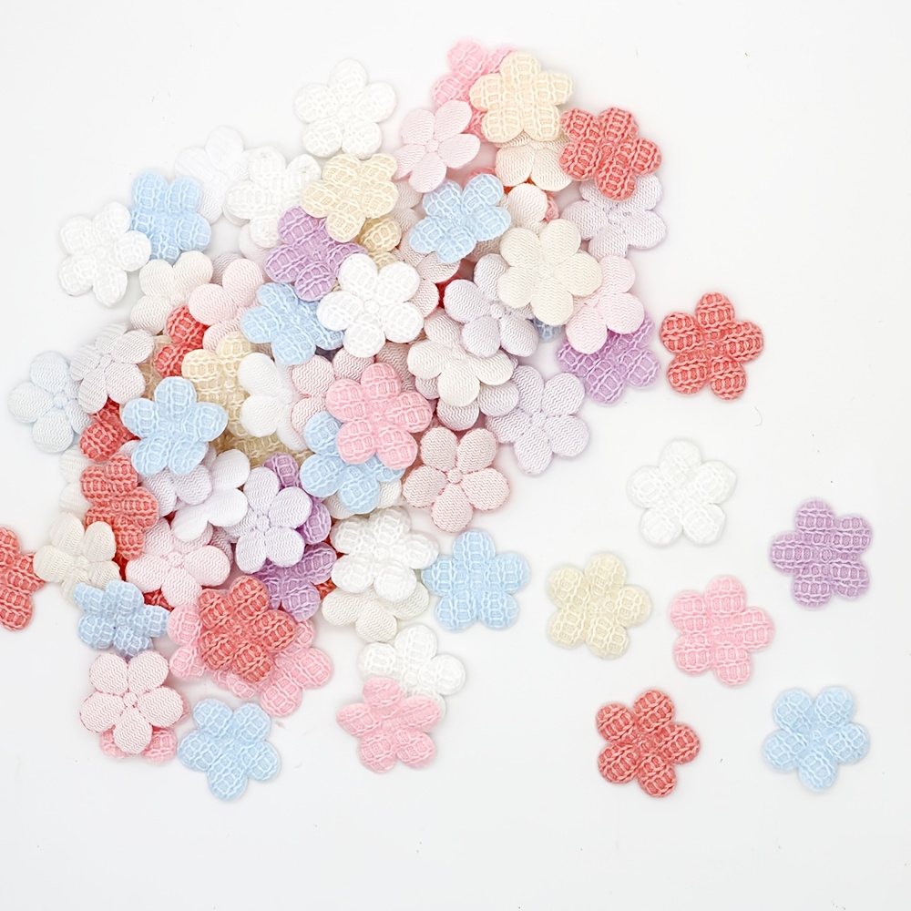 TEMU 50pcs Braid Pattern Sponge Filled Flower Shaped Patches, Suitable For Clothing Bags Hats Hair Clips Decorative Supplies