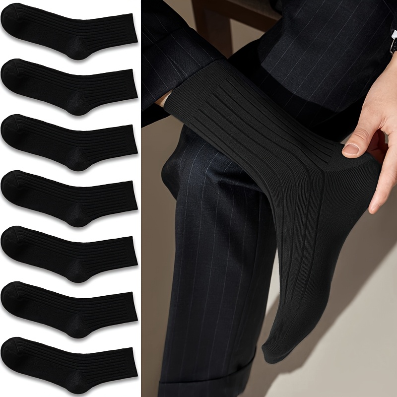 E-shop 7 Paar Minimalistische Business-Herrensocken für alle Jahreszeiten – Bequem, Weich, Feuchtigkeitsableitend, Atmungsaktiv, Wadenlänge. Ideal für