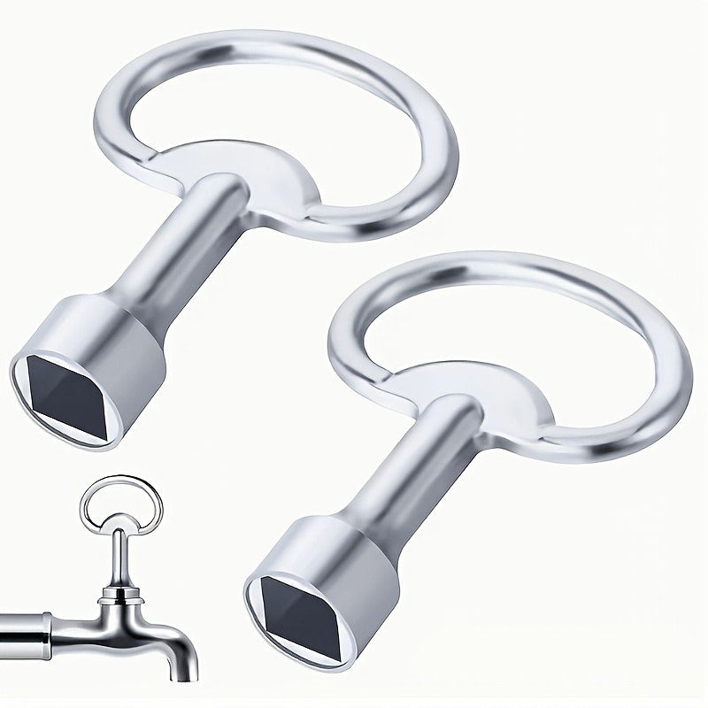 TEMU 2-delige set vierkante universele dopsleutels, metalen driehoekige kraansleutel 8 mm voor radiator, prullenbak, elektrische , gas- en watermeter