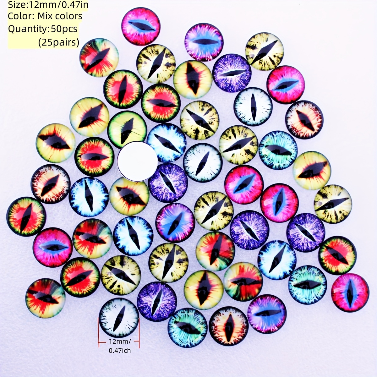 50pcs (25 Pairs) Glass Cabochon Owl For Clay Doll Making Sculptures Props Craft Findings Jewelry Making, Diy Handmade Materials