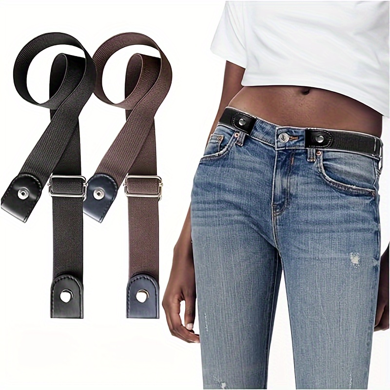 

2-3-4pcs No Stretch Belts For , Adjustable Invisible Waist Belt For Jeans Pants Dresses, Casual , Daily Accessory, Woven Braided Design, - Black/brown