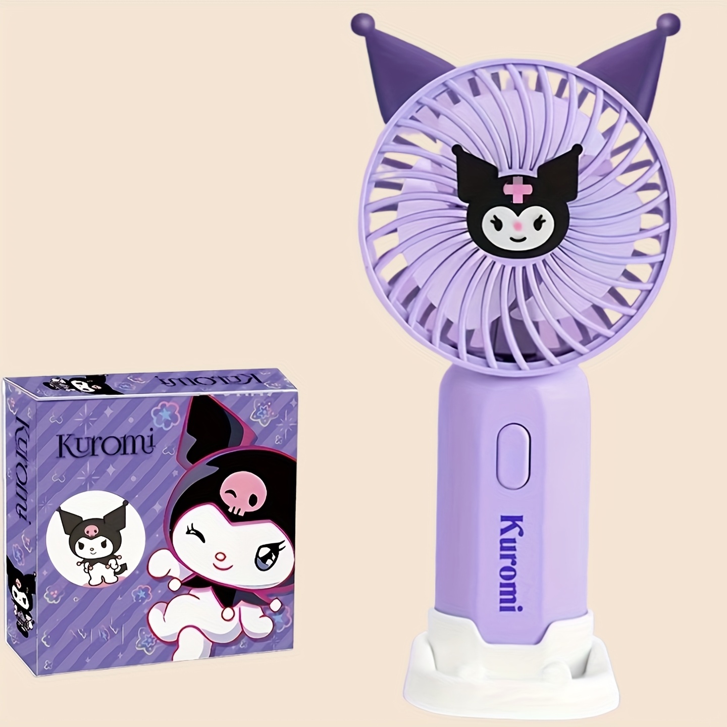 TEMU Cute Hand-held Portable Fan. My Melody And Cinnamoroll Desktop Fans. With 100 Stickers, 3-speed Wind, Necessary For Summer. Surprise Gift.