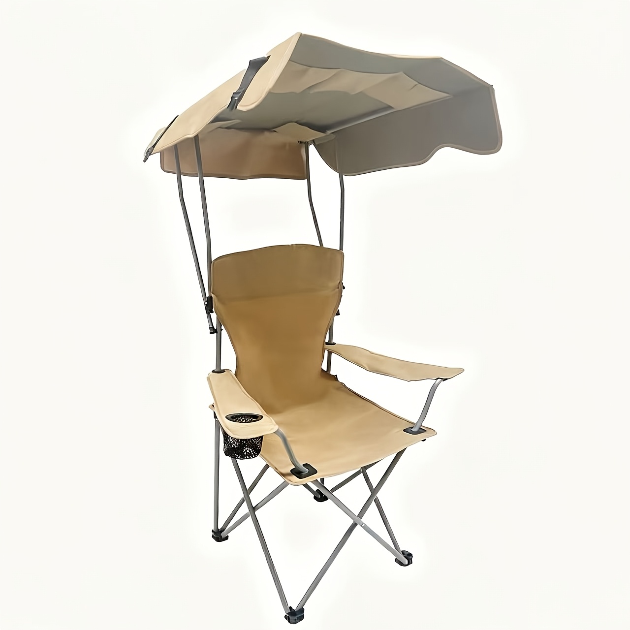 TEMU 2 High-backed Moon Chairs With Sunshades, Come With A Storage Bag For Easy Folding And Storage - Durable Iron Alloy, Suitable For Courtyards, Outdoor Leisure, Camping And Fishing Beach Chairs, In
