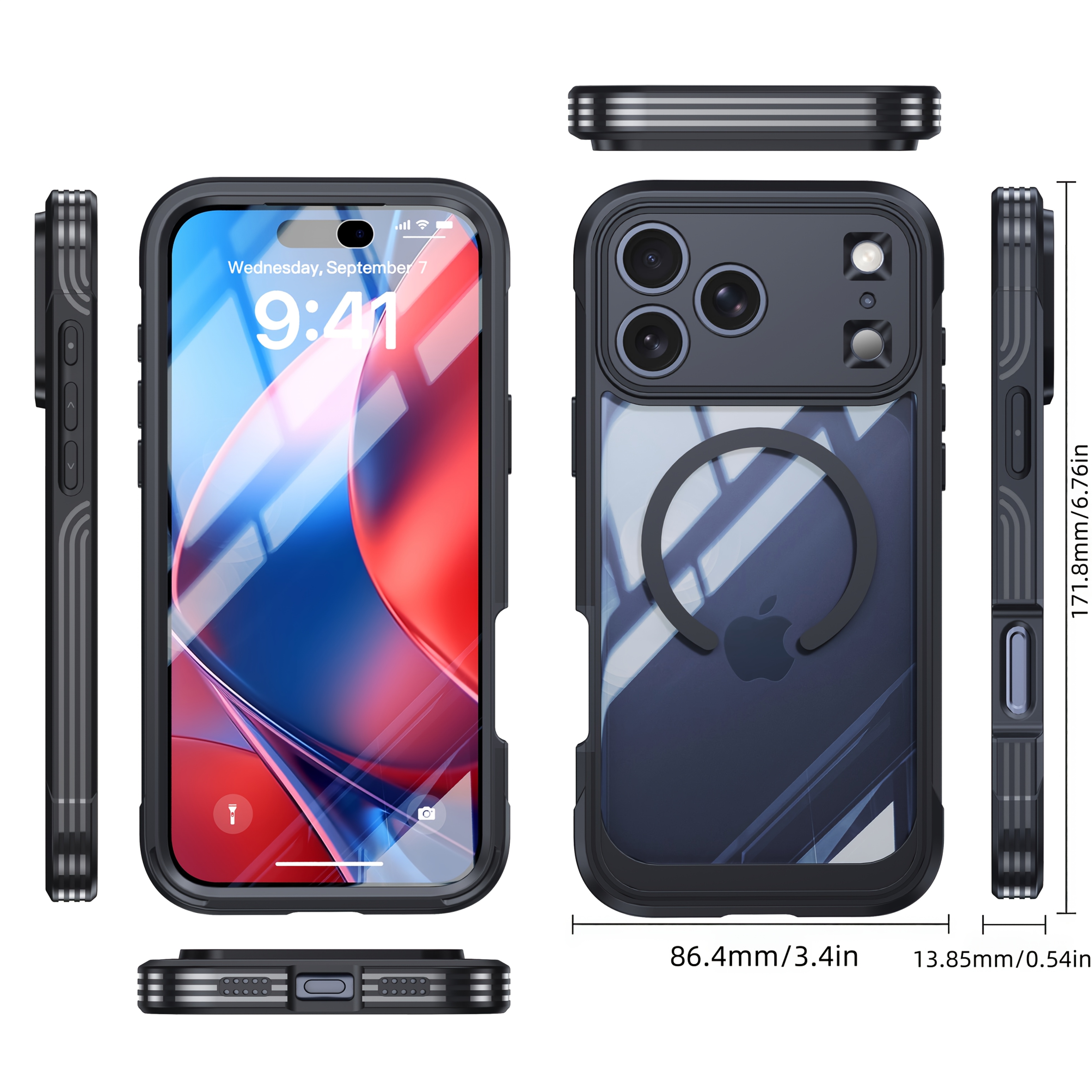 TEMU Phone Case: New High-quality Transparent Dustproof And Shockproof Magnetic Phone Case With Built-in 9h Tempered Glass Screen Protector, Durable,