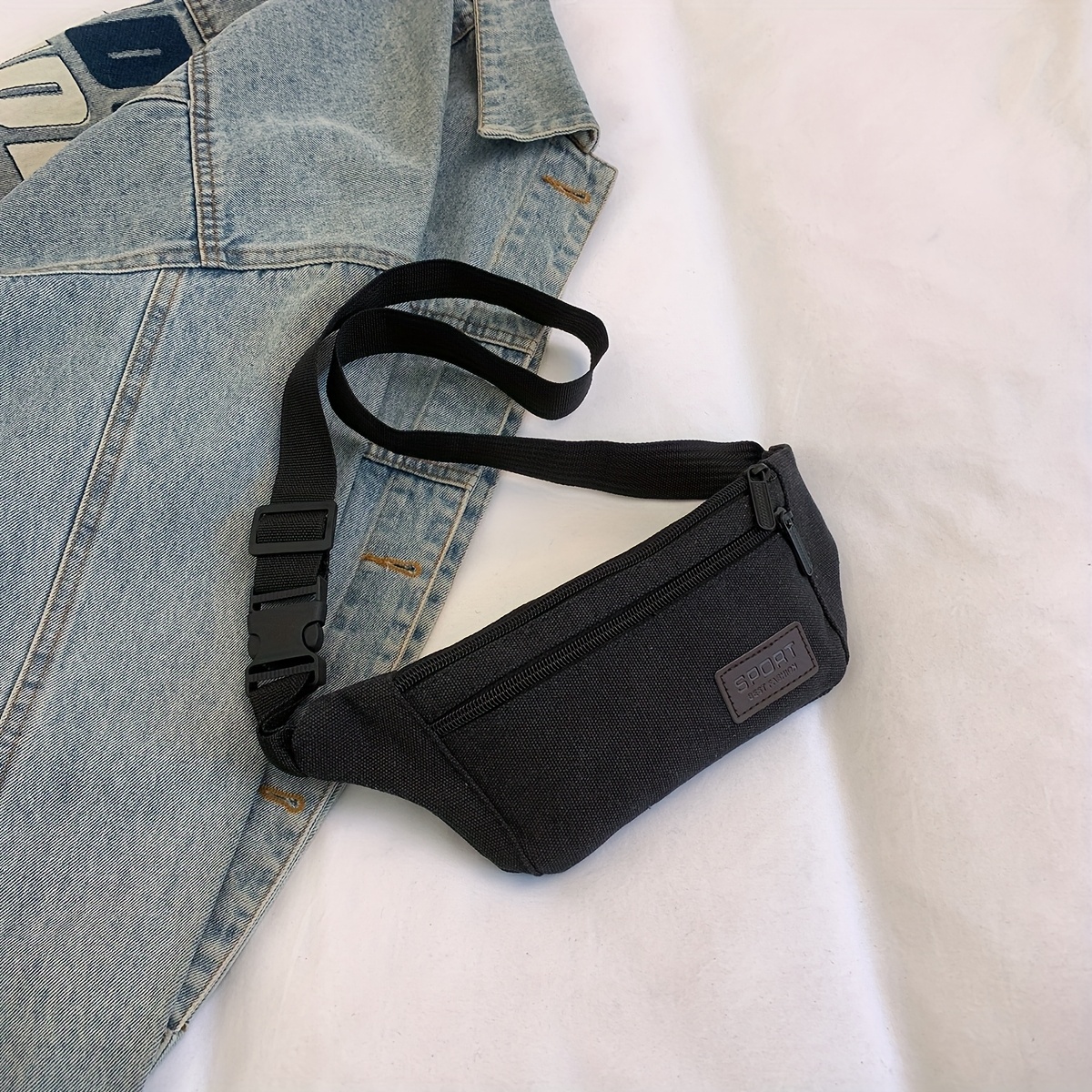 Image of Ultra-lightweight Adjustable Crossbody Waist Pack - Slim Casual Belt Bag With Multiple Zippered Compartments, Durable Polyester For Travel, Walking & Daily - Unisex For (black), Crossbody Bag