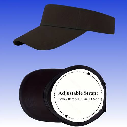 solid visor in solid color adjustable with a wide brim portable suitable for sports and casual wear and providing sun protection