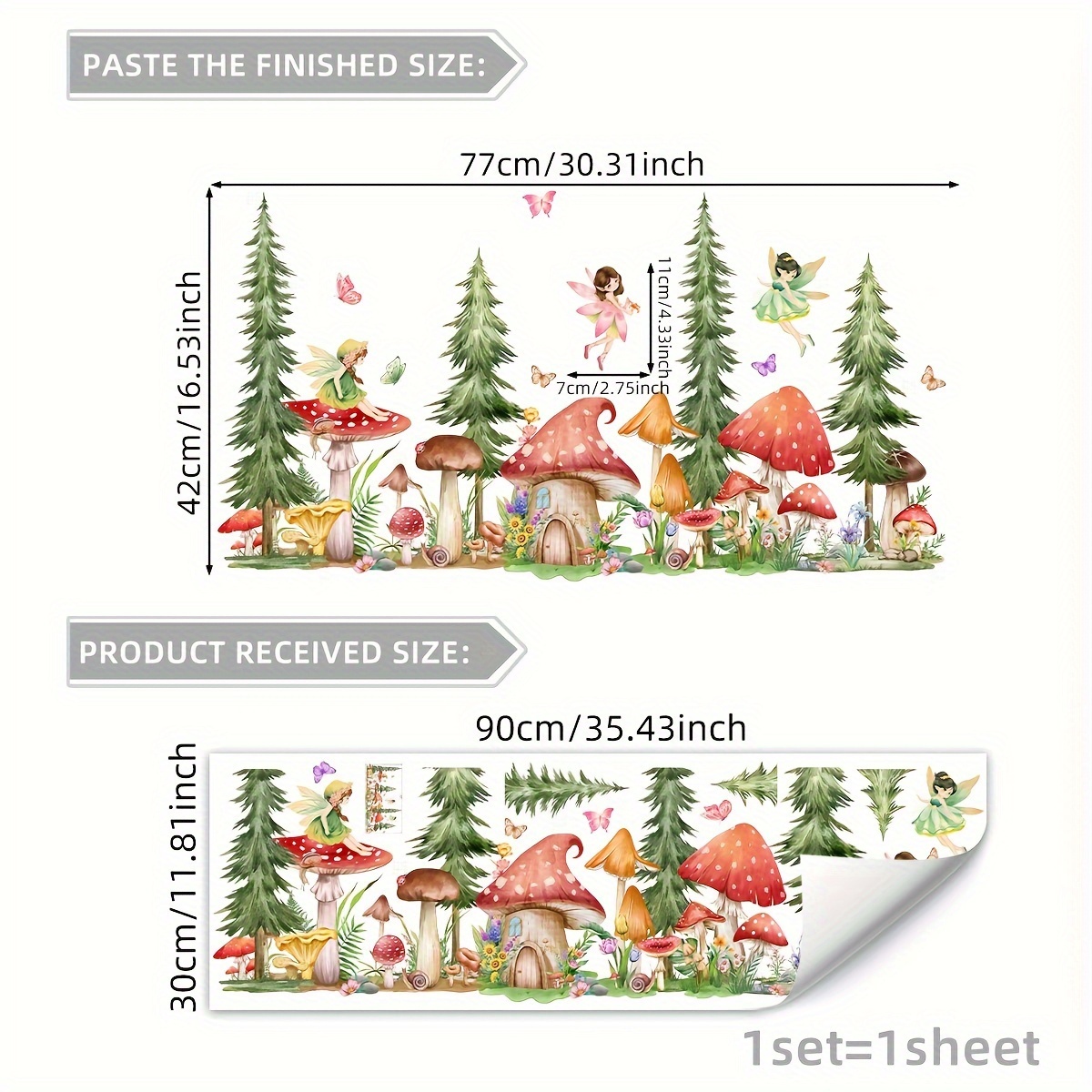 Image of *90cm Mushroom Tree Spirit Wall Sticker For Decorating The Bedroom Or Living Room, Perfect For Christmas, Self-adhesive M16002-yj