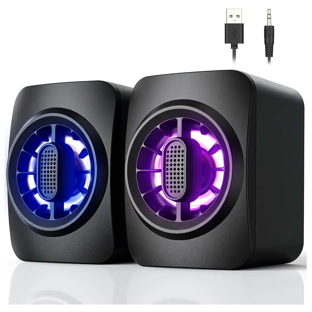 Temu – TEMU Mini Rgb Speakers For Computers, Usb Powered 3.5mm Aux Speakers Suitable For Desktops, Pcs, Laptops, And Tablets – Featuring Clear Audio And