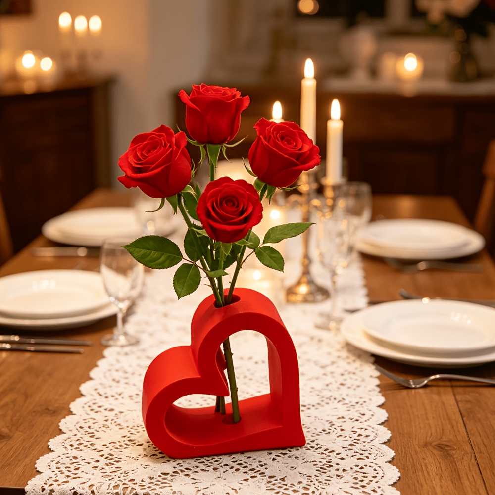 3d gedruckter roter herz blumenständer romantischer