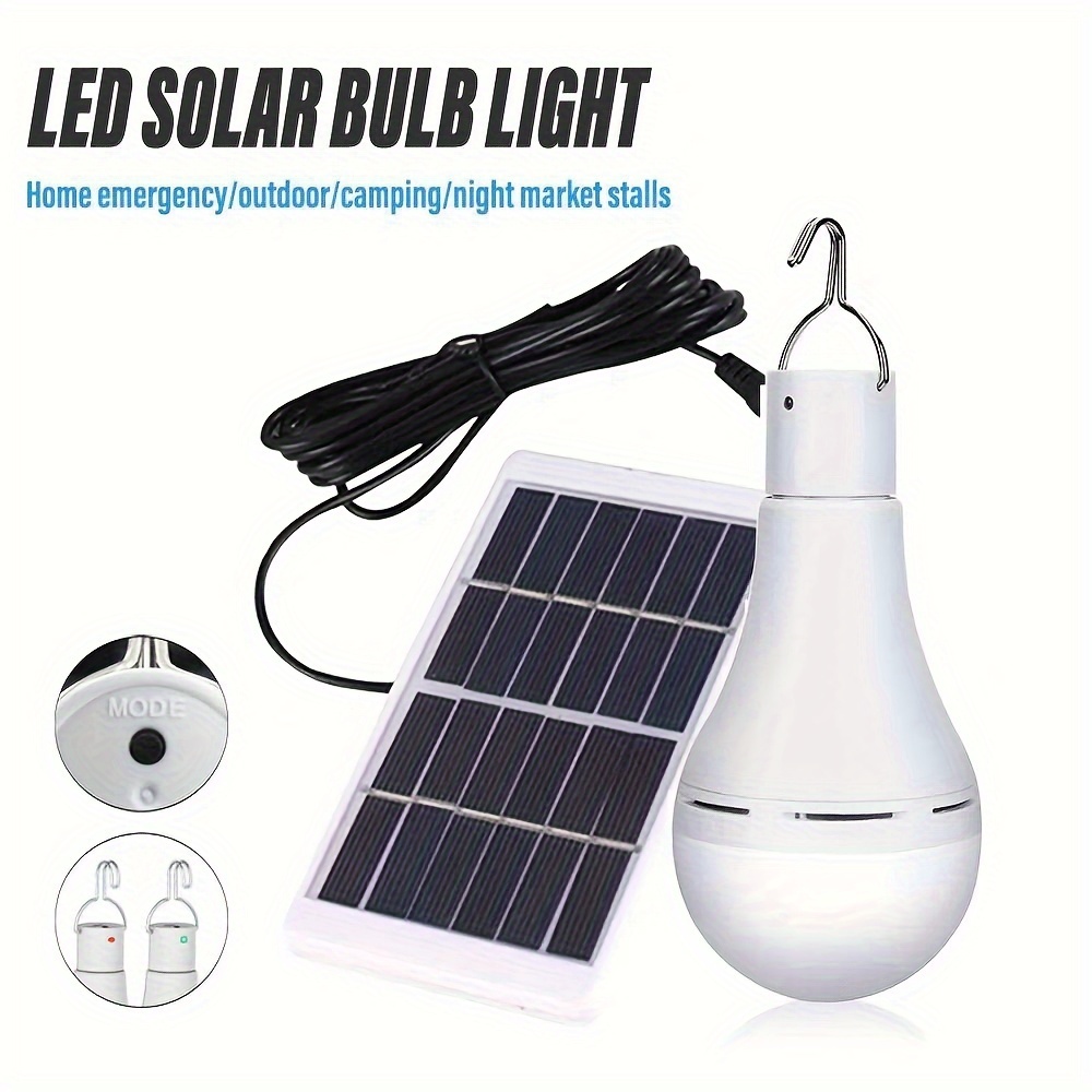 "White-Light" Ultra-Bright Solar-Powered Led Camping Light With Hook - Rechargeable, Portable Flashlight For Outdoor Adventures, Night Fishing & More