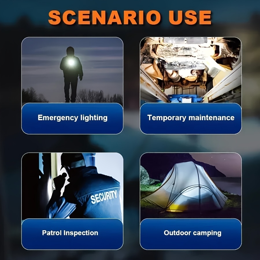 五智尚9核怪兽手电筒，带磁性底座和usb-c接口，5种模式+cob侧灯，9种亮度光束，适用于紧急停电、车库、车辆维修、露营、派对、夜间安保（usb-） 商品详情 8