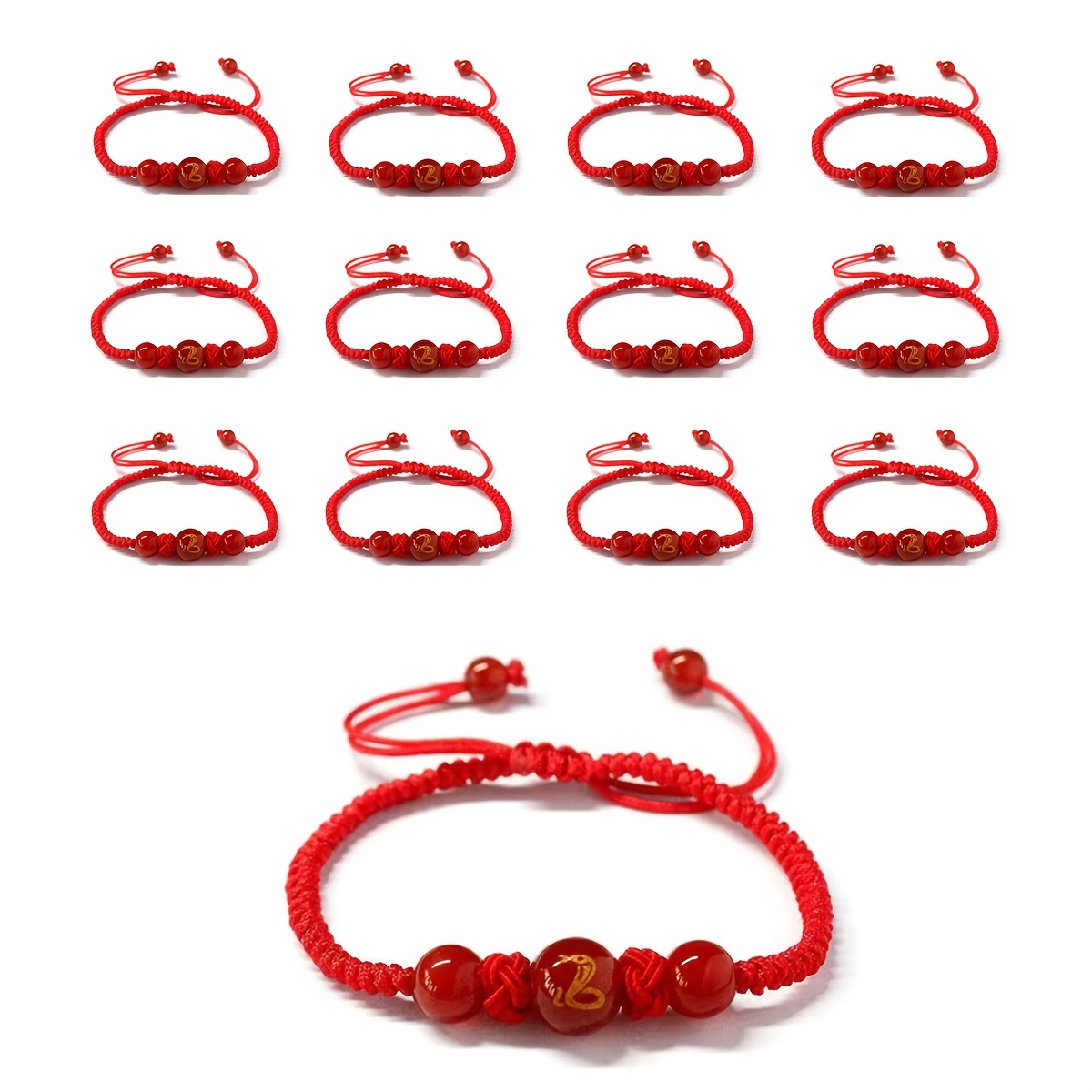 

12-pack Red Beaded Bracelets Set, Chinese Weave, , Jewelry, All Season Accessory