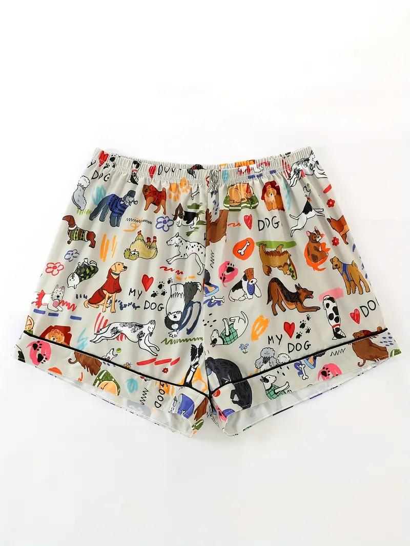 womens pajama set with animal print short sleeve button up shirt loose elastic shorts cool summer wear casual sleepwear and loungewear polyester fabric cute pajamas Product details 7