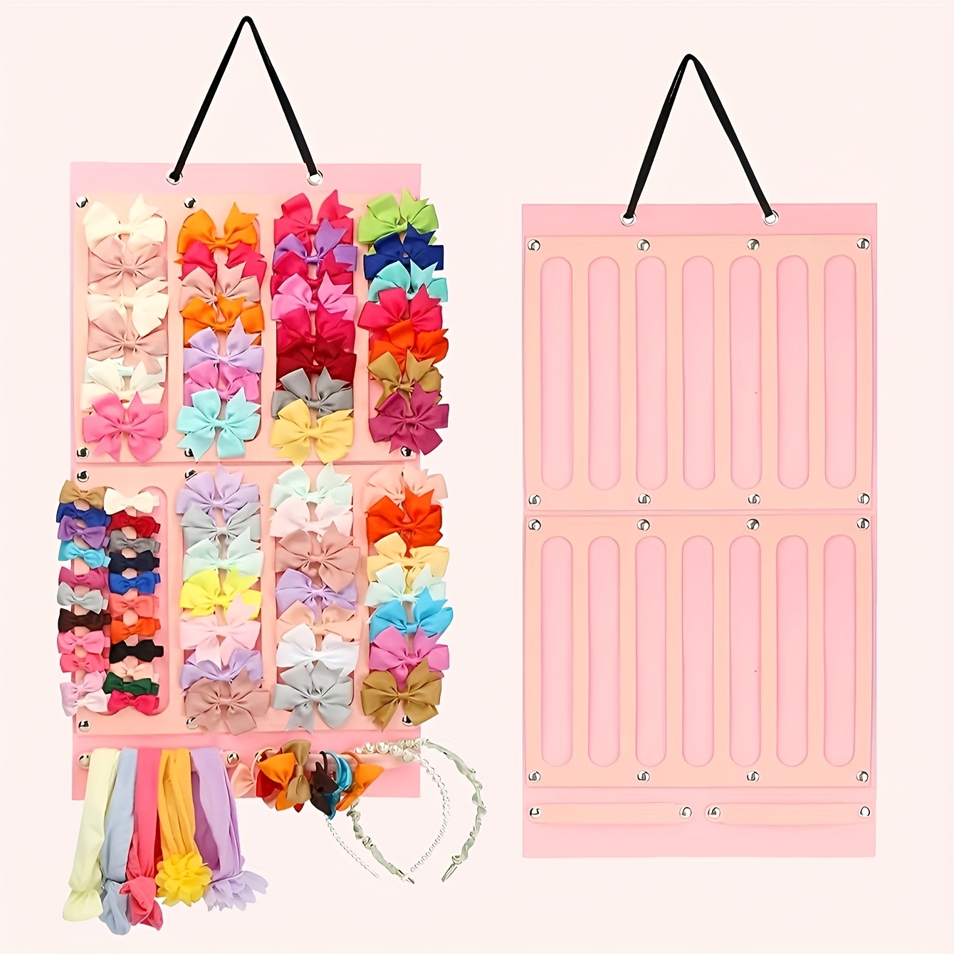 

1pc Extra Large Felt Hair Accessory Organizer, Polyester Unfinished Hanging Headband Storage Bag With Bowknot Holder, Ideal For Halloween And Christmas Gifts