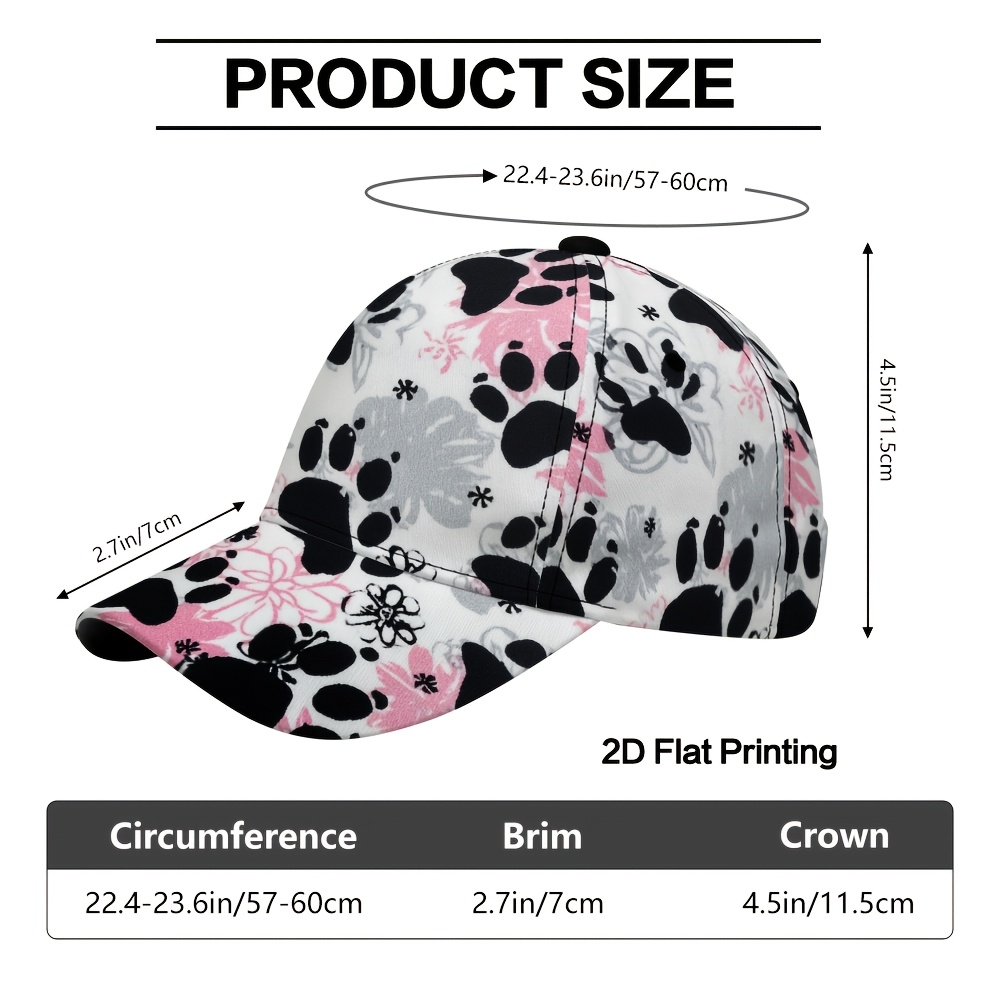 TEMU 1pc 2d Flat Printing Black Baseball Cap, Curved Brim Sports Running Adjustable Baseball Cap, 2d Flat