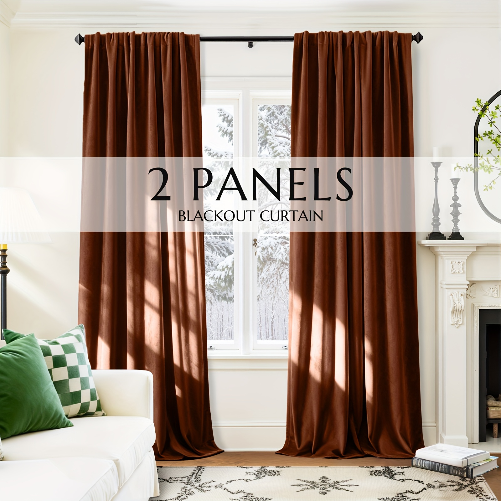 2 Panels Velvet Blackout Curtains, Soft Rod Pocket Privacy Window Curtains For Living Room Bedroom Office, Thermal Insulated Machine Washable Curtains, Home Decor