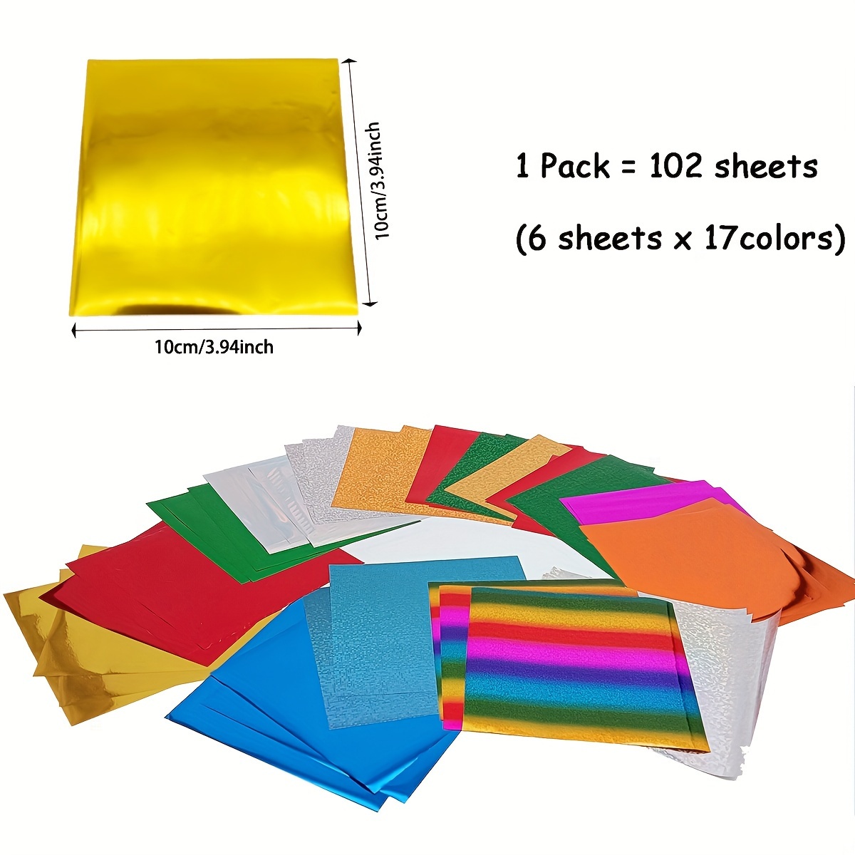 Image of Alinacraft 102 Sheets 17 Colors Hot Foil Paper Reactive Foil Transfer Foil Film To Be Used With Hot Foil System, Paper Holographic Heat Transfer Craft Foil For Handmade Craft Additions-alinacutle