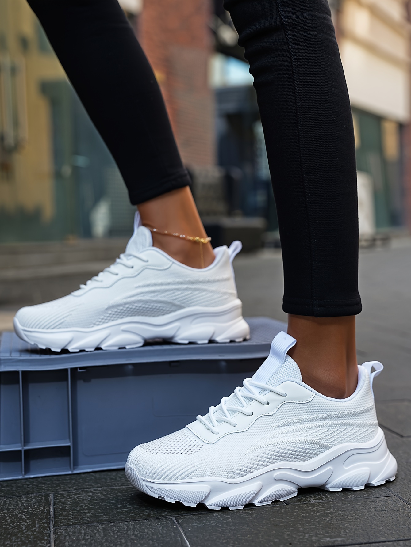 [Baskets] Chaussures de sport basses pour femmes, tendance, mode, douces, confortables, respirantes, couleur unie, décontractées, polyvalentes, durables et faciles à porter