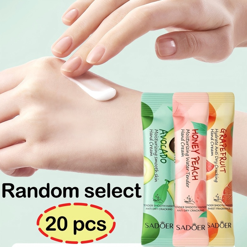 Image of 20pcs Hand Cream Sticks, For Hand Moisturizing And Hydration, Random Delivery, With Avocado, Peach, And Grapefruit Plant , For Skin Care, Portable Hand Cream, Small Travel-sized Sticks, Companion