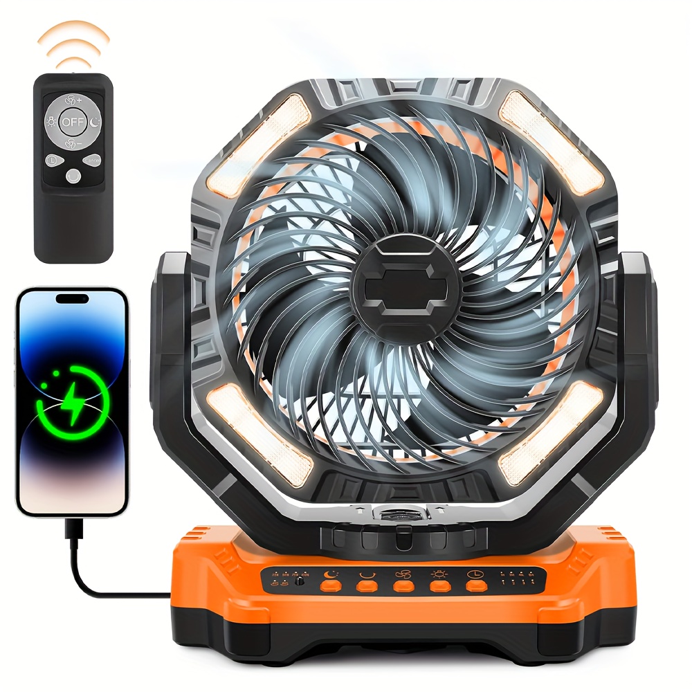 

Rechargeable Camping Fan-40000mah Battery Powered Tent Fans With Led Lantern, Hanging Hook, Auto-oscillating, Quiet Portable Ceiling Table Fan For Car Travel Rv Camp Hurricane Emergency