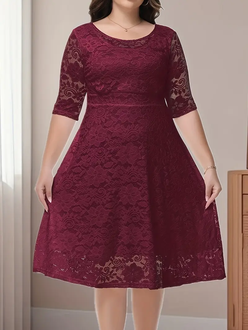 plus size plus size plus size crew neck 3 4 sleeve elegant - Temu plus size plus size plus size crew neck 3 4 sleeve elegant - Temu
