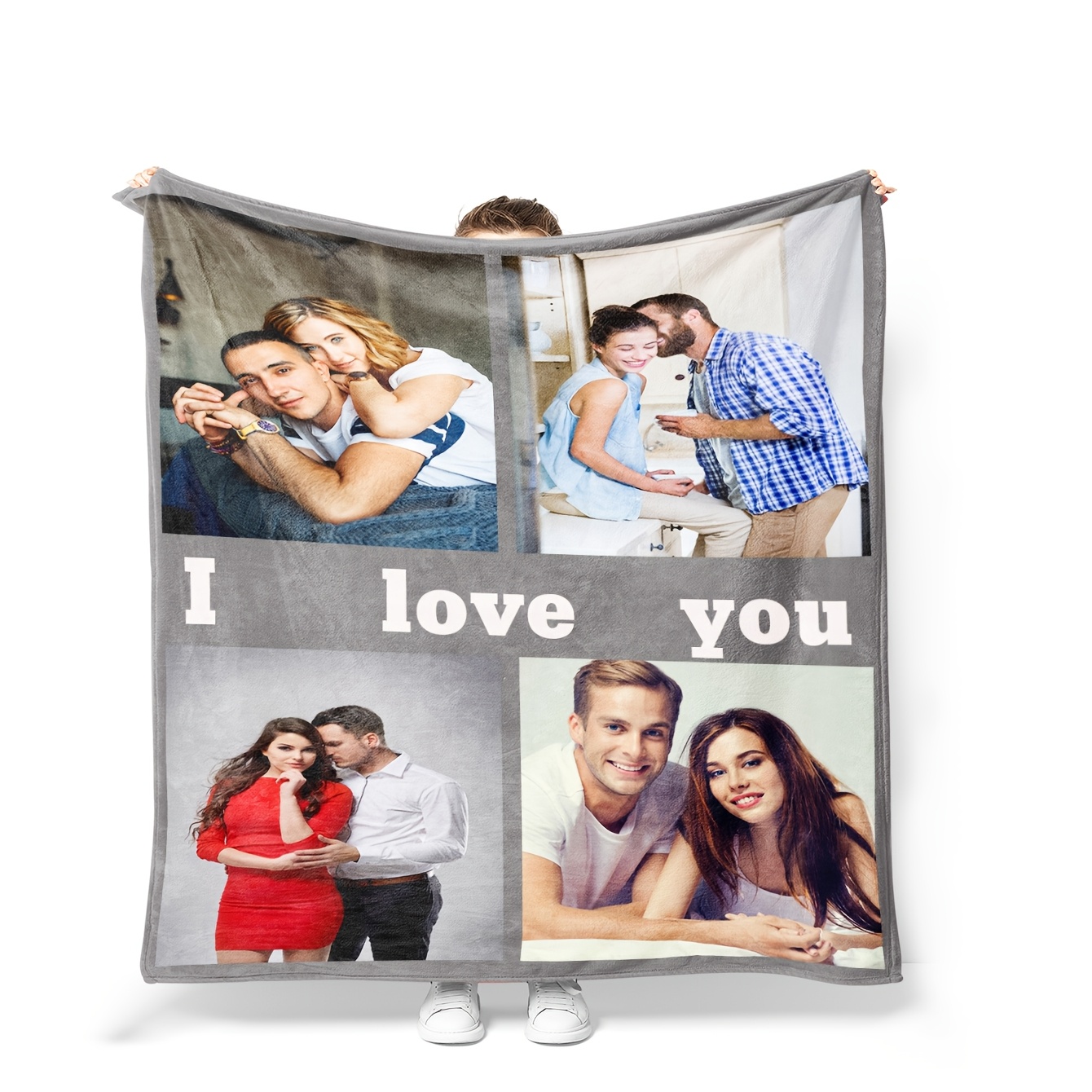 

1pc Personalized Photo Blanket Gift, Customizable Flannel Fleece Throw For Anniversary, Valentine's Day, Soft Knitted Polyester , Sizes