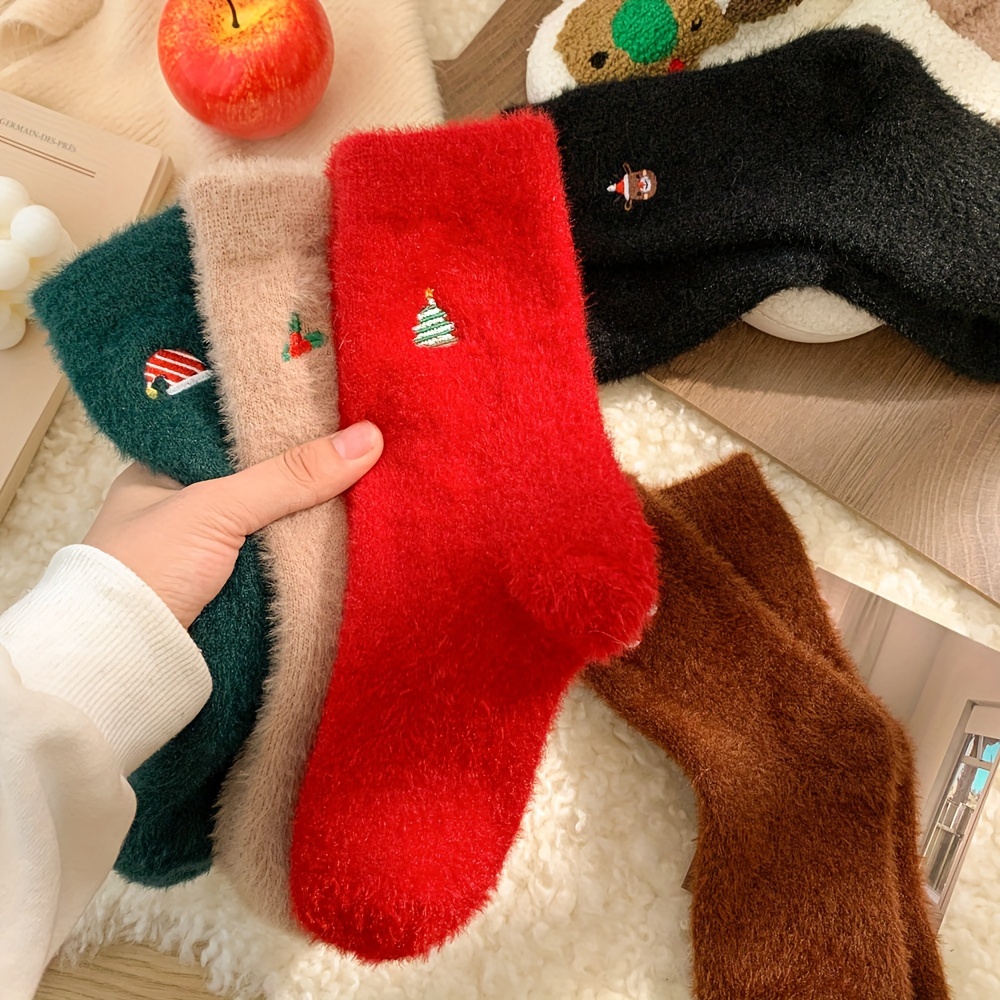 

5 Pairs Of Stockings Autumn Winter Socks Women Christmas Thickened Plush Stockings Cute Cartoon Winter Warm Stockings Festival Instagram