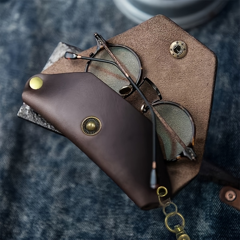 Hand-Stitched Vintage Leather Eyeglass Case