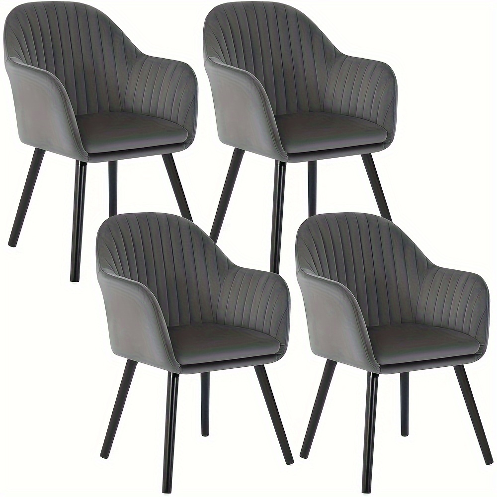 4pcs Dining Room Chairs Kitchen Chairs Upholstered Chairs Living Room Chairs Design With Armchair Feet Black Velvet Solid Wood