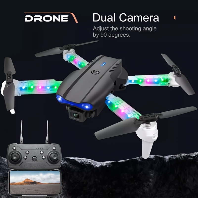 

2024 New Rc Uav E99remote Controlled Lighting Drone With Colorful Lights, -controlled Photography, Foldable Quadcopter For Indoor/outdoor Beginners, High- Dual Camera Aerial