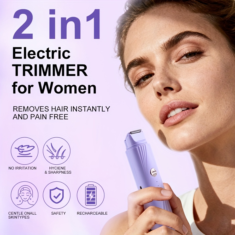 TEMU Kit de rasage électrique 2-en-1 pour femme - Appareil d'épilation rechargeable par USB, convient pour , les jambes, les bras, les aisselles -
