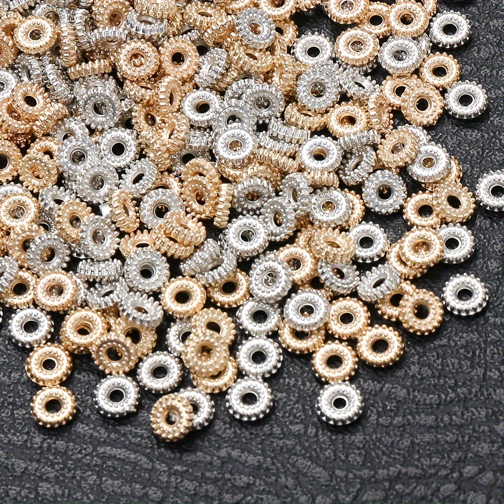 E-shop 200 Stk. 6mm Runde Radzahn-Form Perlen aus Kunststoff als Lose Zwischenperlen für Schmuckherstellung und DIY-Bastelarbeiten