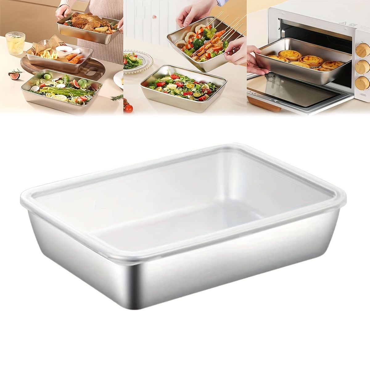 

6pcs Stainless Steel Food Storage Container Set With Sealing Lid - Stackable, Uncharged Prep Bowls, Suitable For Salads, Sandwiches And Fruits