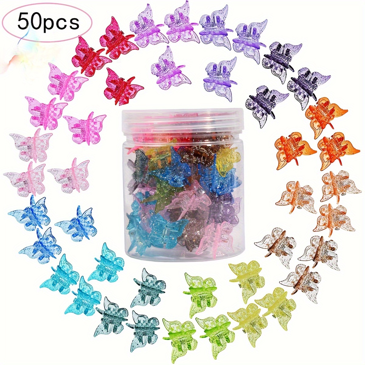 

Mini Hair Clips, Sparkly Hair Accessories For Girls And Women - 90's Y2k Cute, Small, Little Clips In 10 Colors, Set Of 50