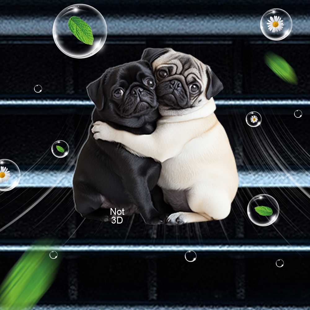 

2 Pug Car Air Conditioning Vent Aromatherapy Diffusers, Acrylic Car Vent Decorative Clips, Comes With 2 Scent Pads, + Random Fragrance, Car Freshener, Car Interior Decoration.