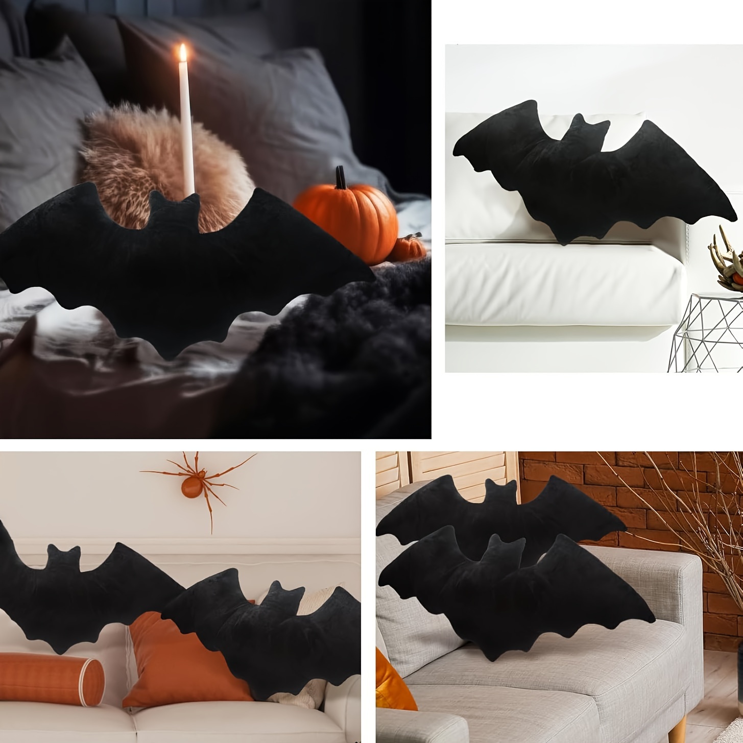 Halloween Fledermaus Kissen - Plüschtier Kissen In Fledermausform 20x40cm Für Sofa & Wohnzimmer