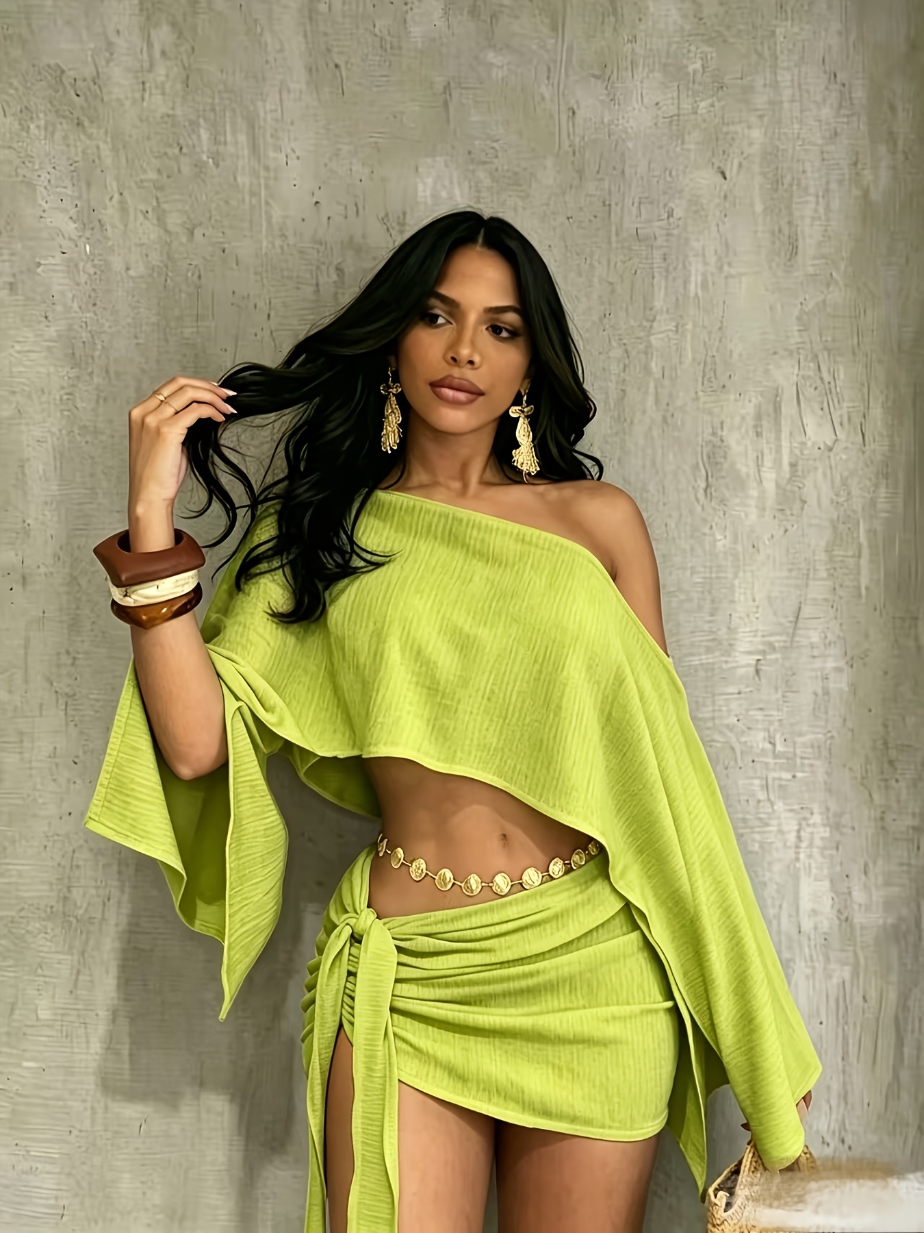 sage green bridesmaid dresses one shoulder Chiffon Dress Luxurious smooth satin feel Angelina Jolie's Best Black Color:Turquoise D0066 material:wrinkle resistant