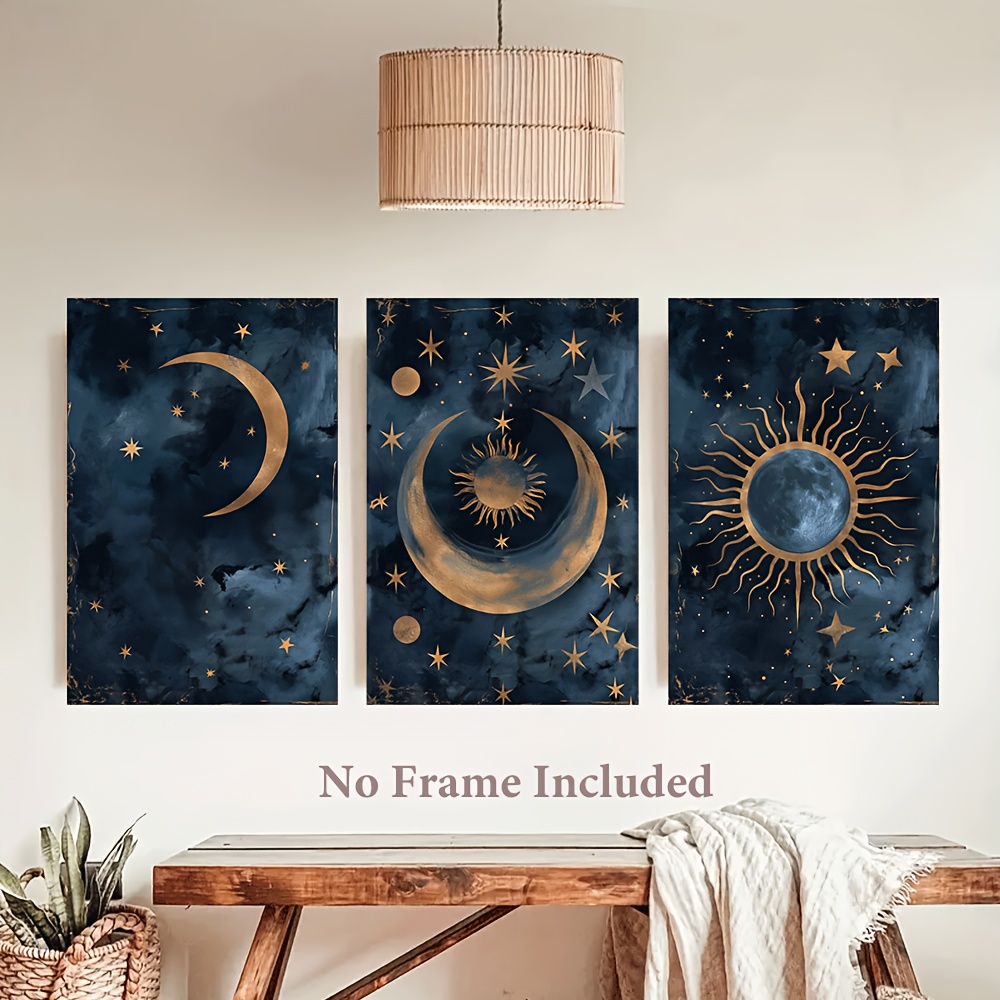 3 piece set moon sun celestial wall art unframed canvas - Temu Germany