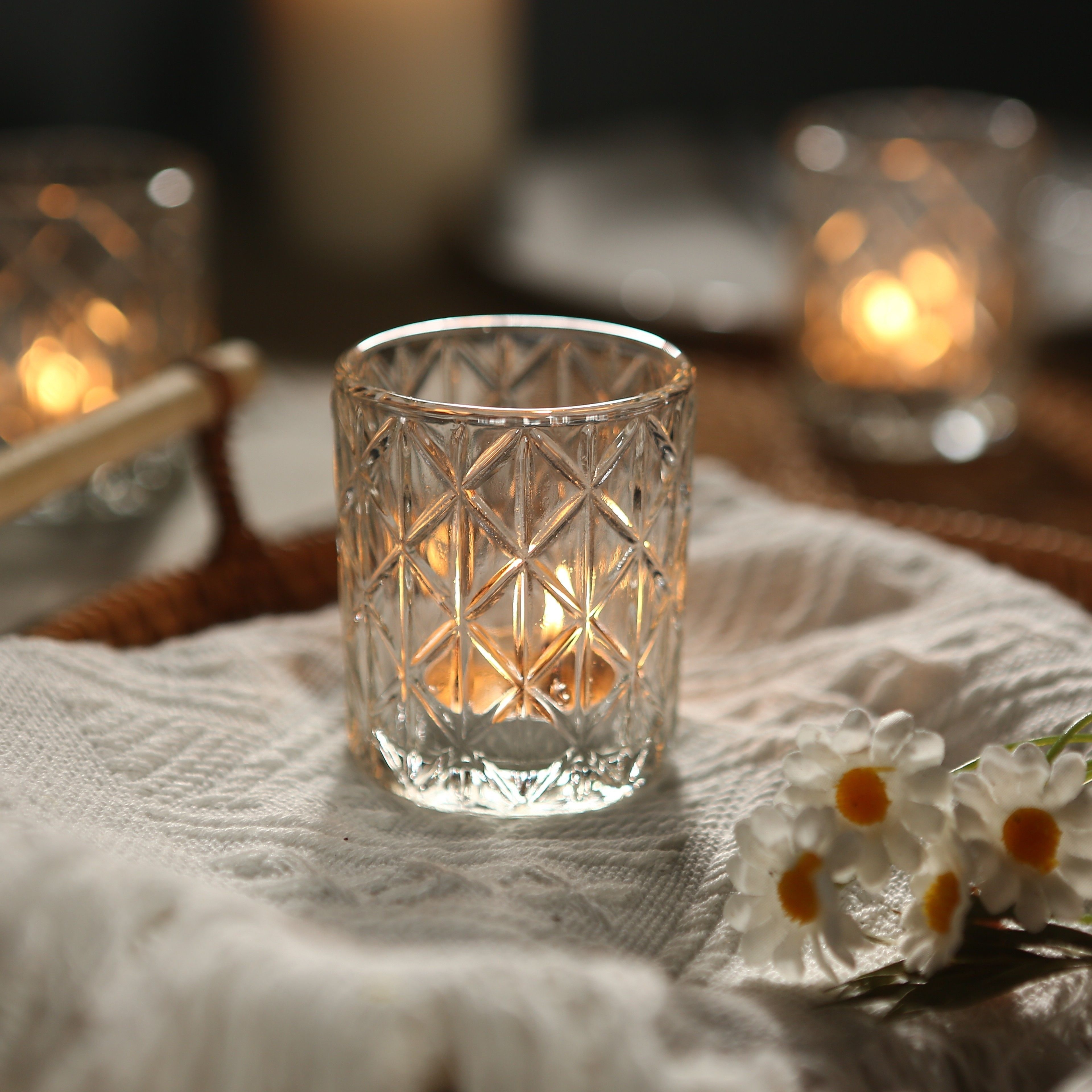 TEMU Romantic Vow Candle Holders For Home And Festival Ambiance, Filled With Small Round Candles, Suitable For Wedding Decorations, Gifts, And Home Decor As A Table Centerpiece.