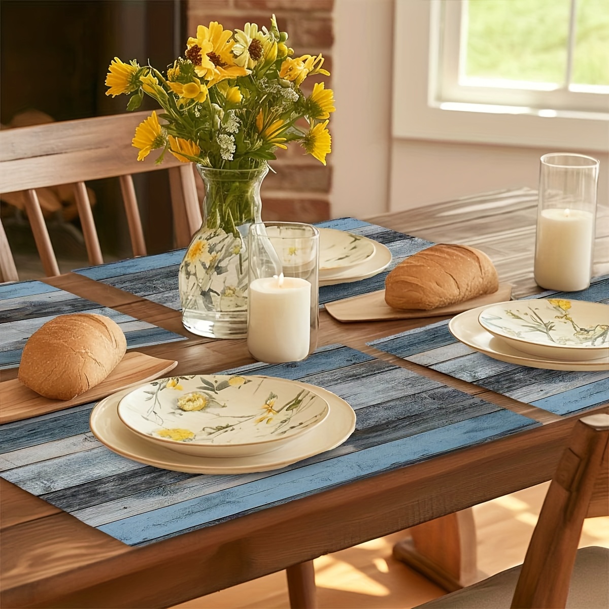 4er Set Rustikale Holzoptik Tischsets Für Esstisch Und Garten_voghion.com