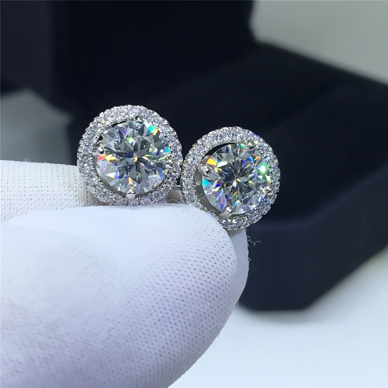 1Pair 0.5/1/2/3Carat Moissanite Earrings, 925 Sterling Silvery Post, Bohemia Theme, Certified, for Women, Men, Wedding, Birthday Jewelry Gifts