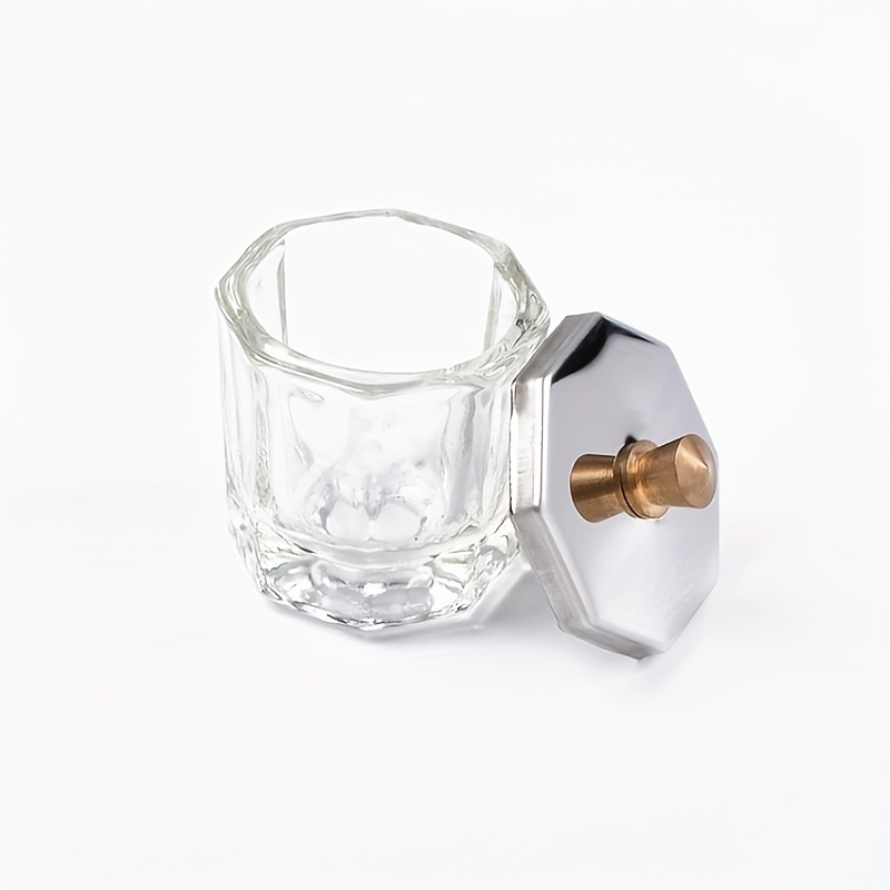 Clear Nail Art Acrylic Dish Bowl Glass Cup Glassware With Stainless Steel Lid For Nail Art Diy Free Of